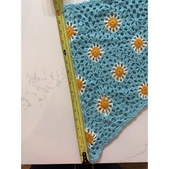POL Strapless Crochet Top Women’s Medium Flower Bandana Aqua Blue Hippie 70s - Picture 10 of 11